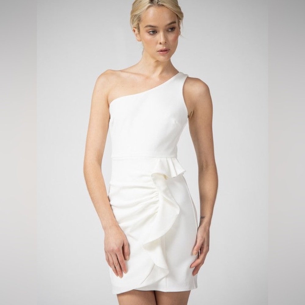 One shoulder white dress